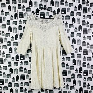 Free People | White Lace Long Sleeve Dress
